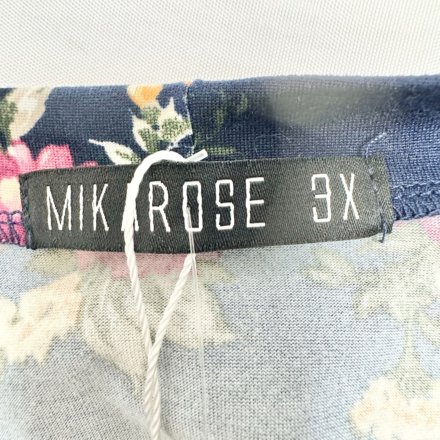 Mikarose Ruffle Sleeve Floral Top Navy Mauve 3X Short Sleeve Poly Spandex Blend