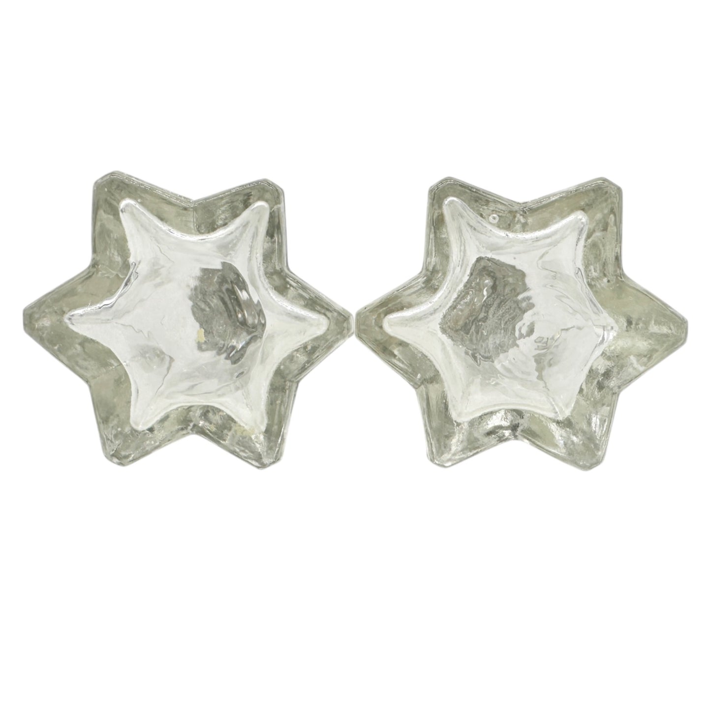 Vintage Glass Salt and Pepper Shakers Star Shaped With Silver Tone Tops 2.5"