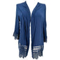 Kim Rogers Open Front Cardigan Womens 2X Navy Blue Crochet Hem+Cuffs Lightweight