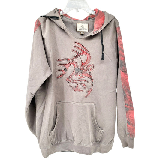 Legendary Whitetails Gray Hoodie Mens Medium Red Buck Design Plaid Accent Pocket