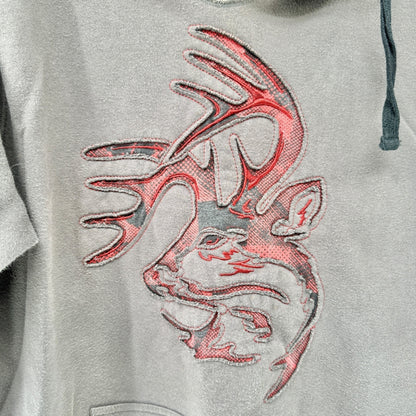 Legendary Whitetails Gray Hoodie Mens Medium Red Buck Design Plaid Accent Pocket