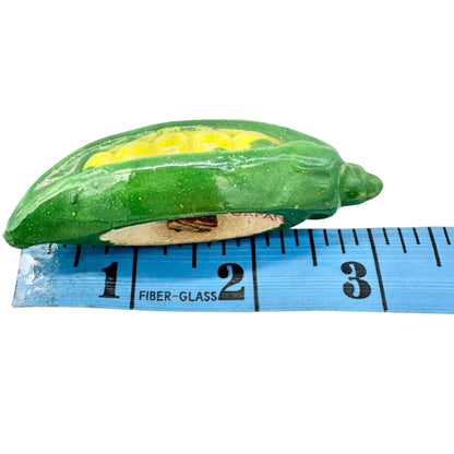 Vintage Pea Pod Salt and Pepper Shakers Hand Painted Ceramic Made In Japan 3”L