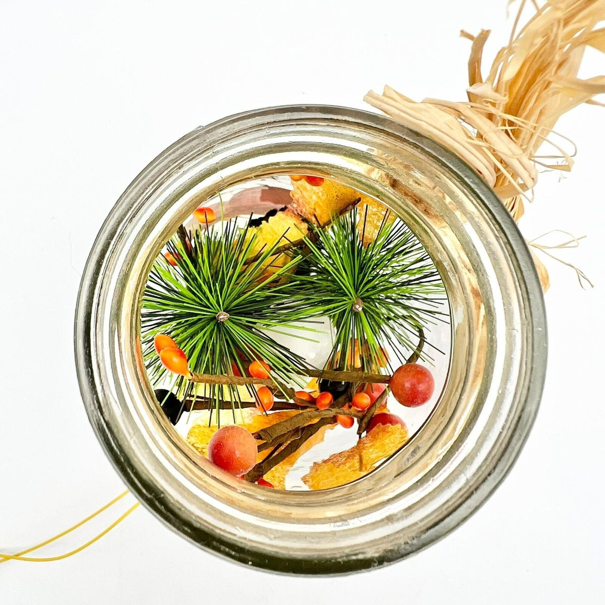 Autumn Themed Lighted Glass Welcome Jar With Pumpkins Leaves Rustic Fall Décor
