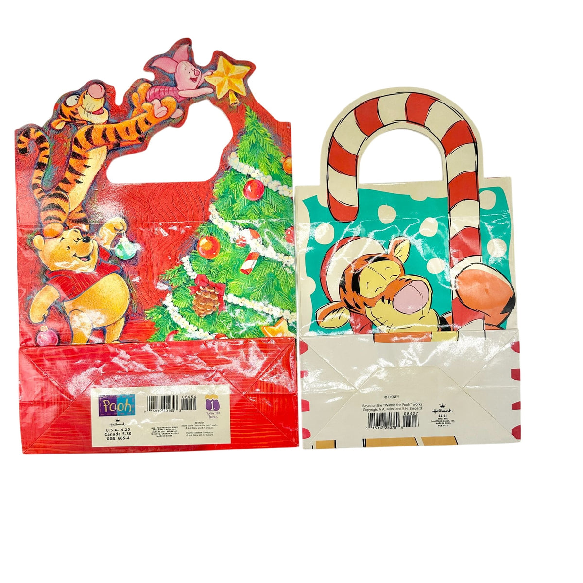 Set of 2 Disney Winnie the Pooh Christmas Gift Bags 10.5 inch Paper