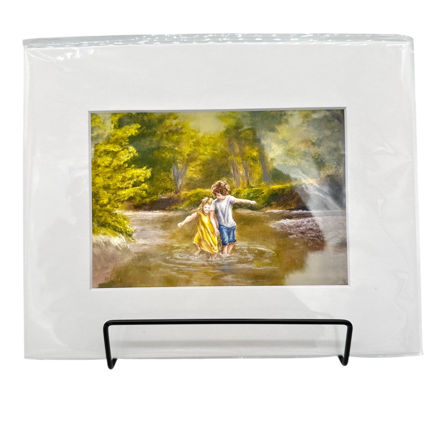 Kat Turner Matted Print 10 x 8 Boy Girl in Creek NIP Original Artwork