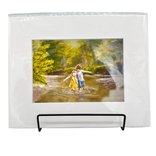 Kat Turner Matted Print 10 x 8 Boy Girl in Creek NIP Original Artwork