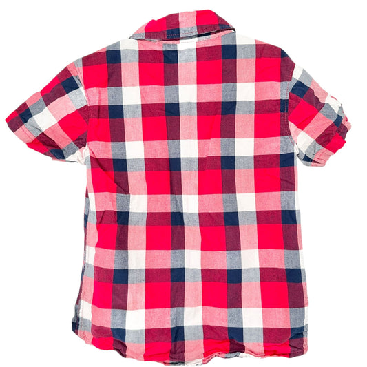 Carters Child Of Mine Shirt Kids 4T Red Plaid Short Sleeve Button-Down Cotton