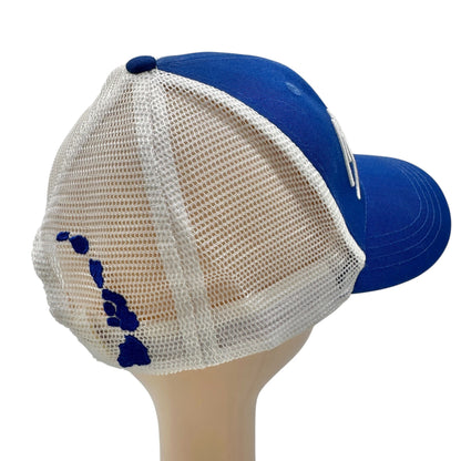 Maui Jim Blue Mesh Trucker Hat Embroidered Logo Hawaii Outline Design Snapback