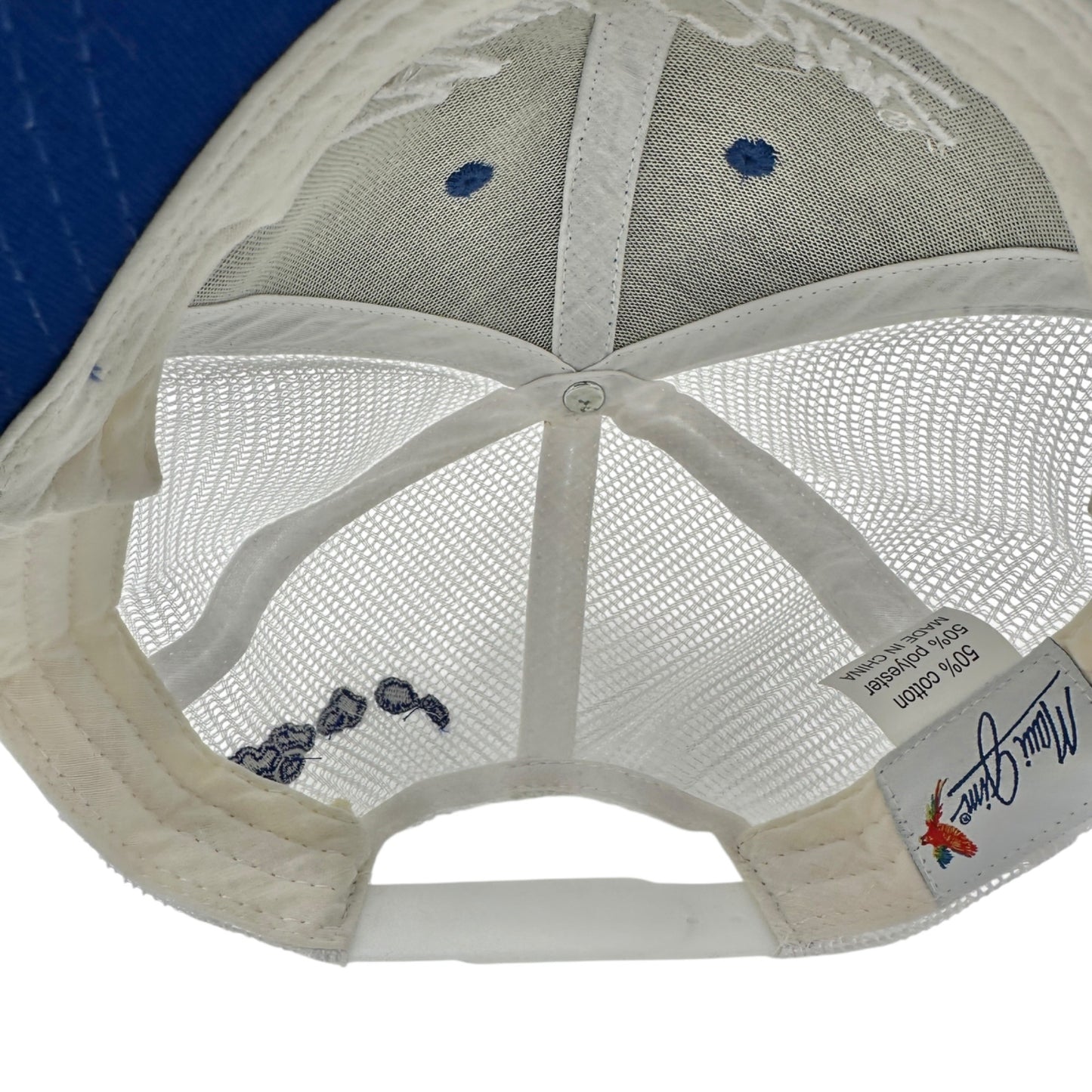 Maui Jim Blue Mesh Trucker Hat Embroidered Logo Hawaii Outline Design Snapback