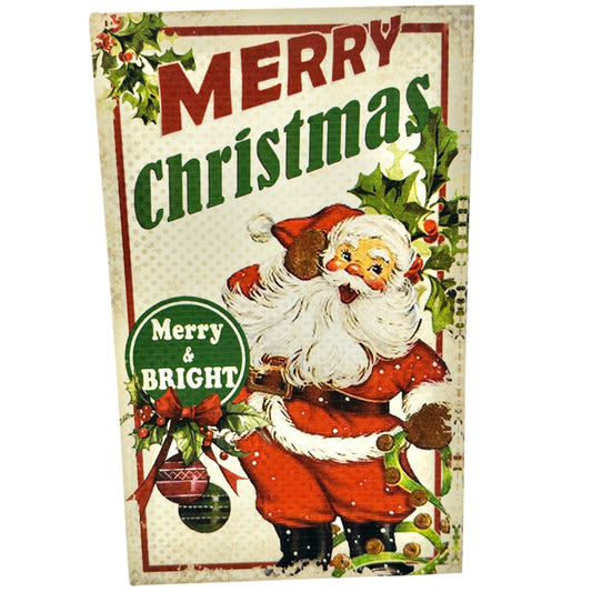Vintage Inspired Christmas Decorative Book Box Santa Claus Festive Holly Design