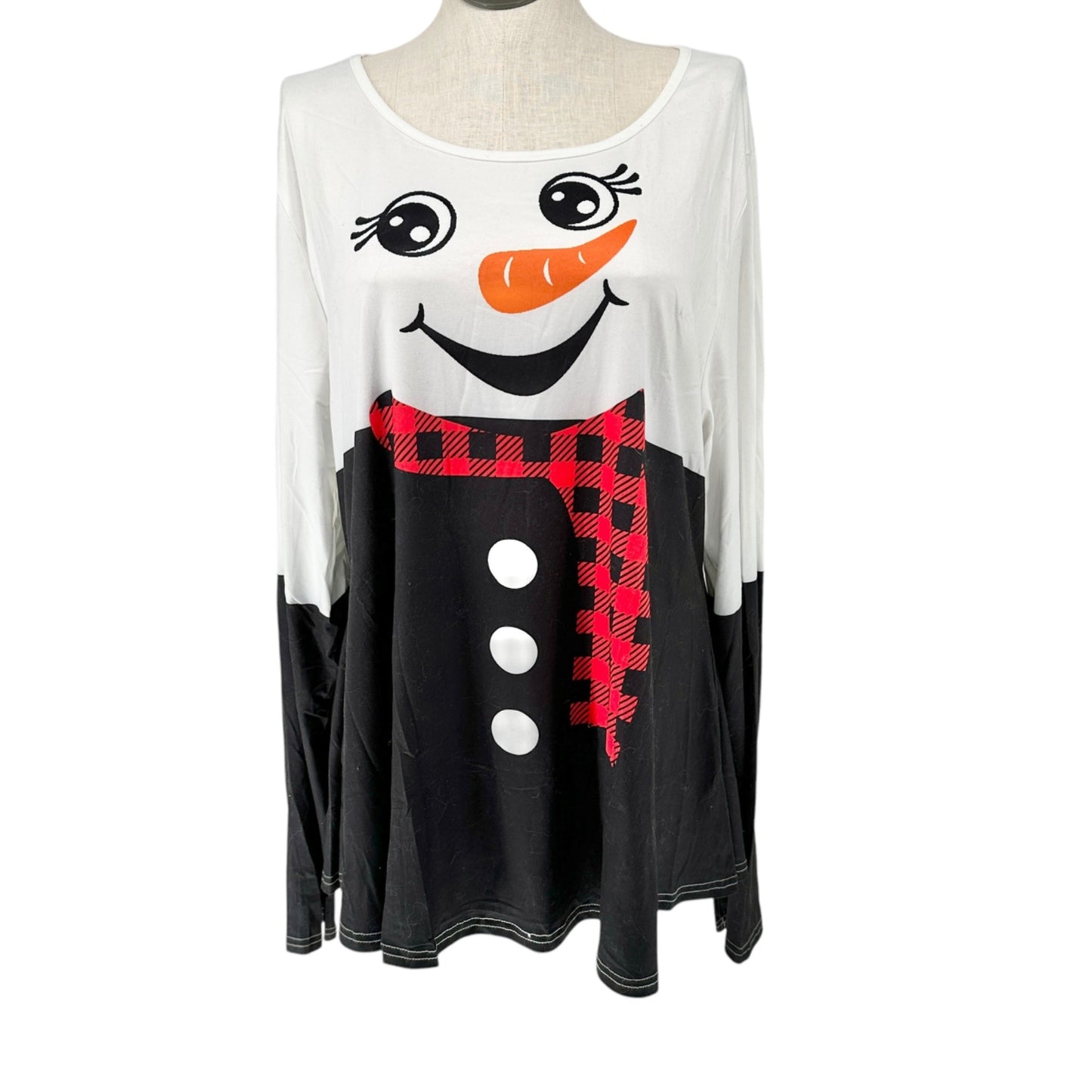 Snowman Tunic Top Womens US Size 22 (marked 5XL) LS Christmas Winter