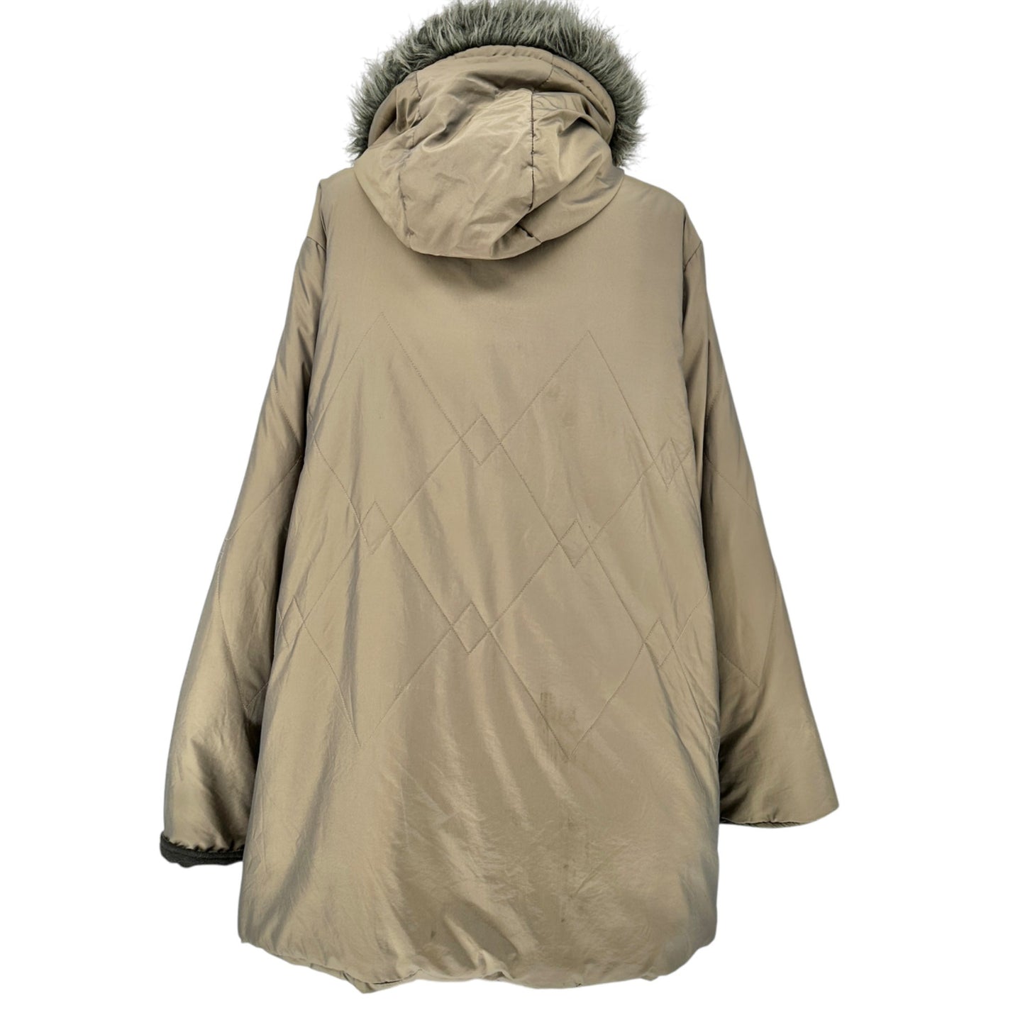 Weather Solutions Winter Coat Womens 3X Gray Puffer w/ Faux Fur Removable Hood