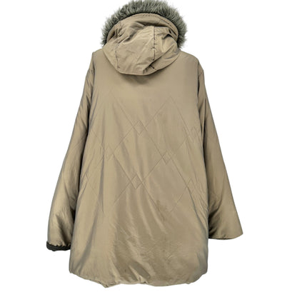 Weather Solutions Winter Coat Womens 3X Gray Puffer w/ Faux Fur Removable Hood