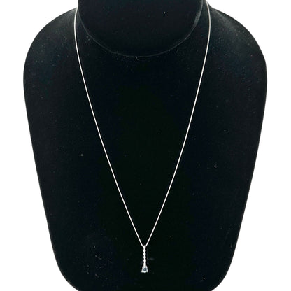 Zales Necklace 14kt White Gold Blue Sapphire and Diamonds Pendant 18 inch in Box