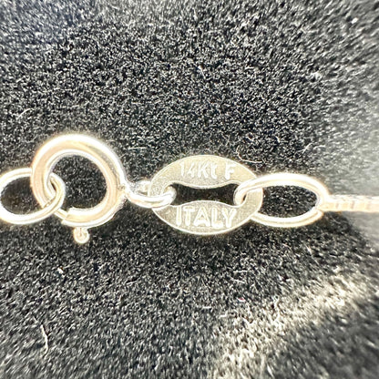 Zales Necklace 14kt White Gold Blue Sapphire and Diamonds Pendant 18 inch in Box