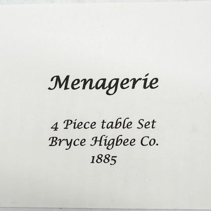 Bryce Higbee Co Menagerie Glass Childrens Table Set 1885 Owl Fish Turtle Bear