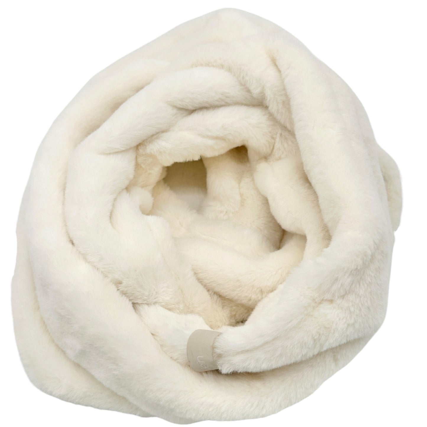 Calvin Klein Womens Faux Fur Infinity Scarf Soft Cream White Polyester 8” x 58”