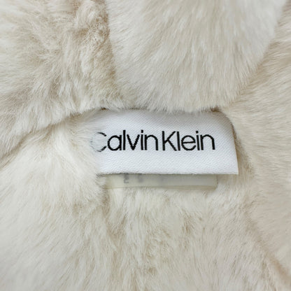 Calvin Klein Womens Faux Fur Infinity Scarf Soft Cream White Polyester 8” x 58”