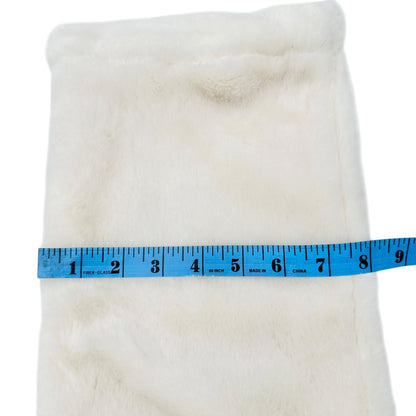 Calvin Klein Womens Faux Fur Infinity Scarf Soft Cream White Polyester 8” x 58”