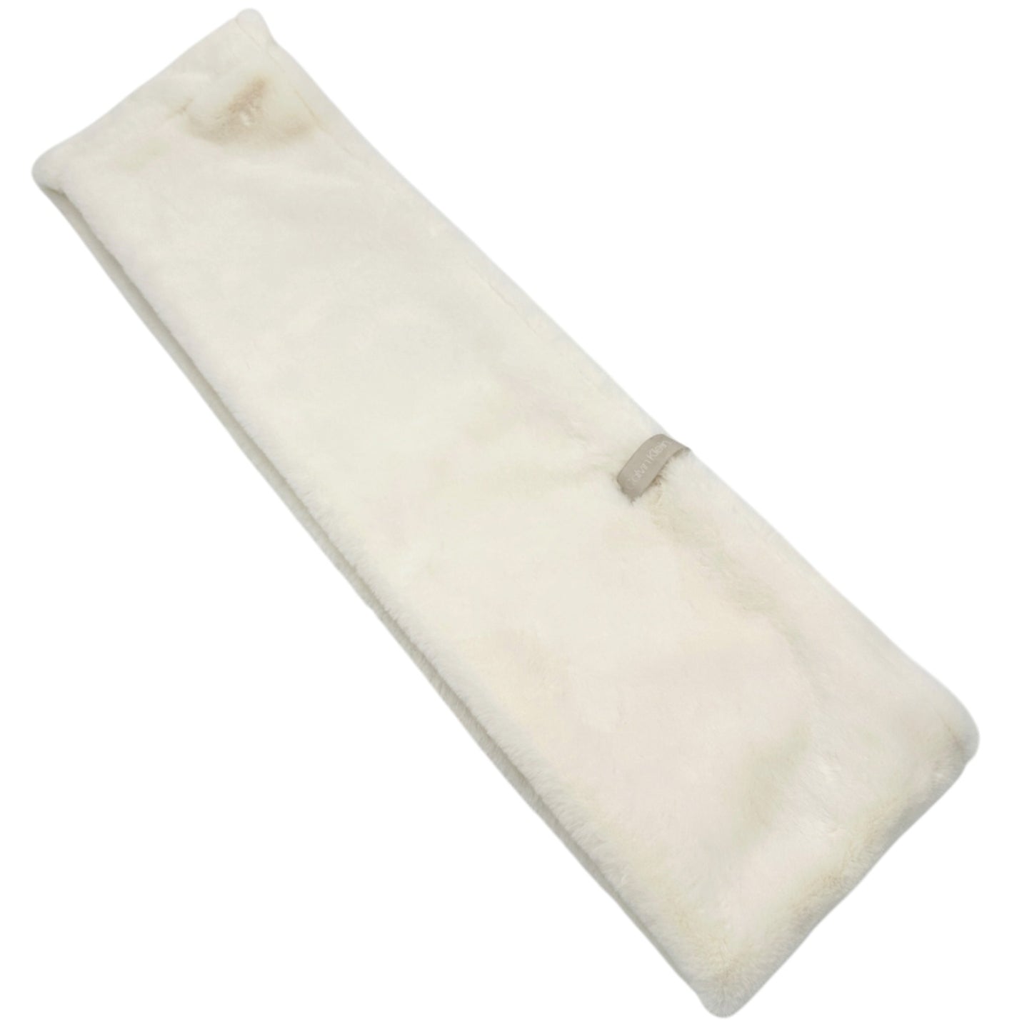 Calvin Klein Womens Faux Fur Infinity Scarf Soft Cream White Polyester 8” x 58”