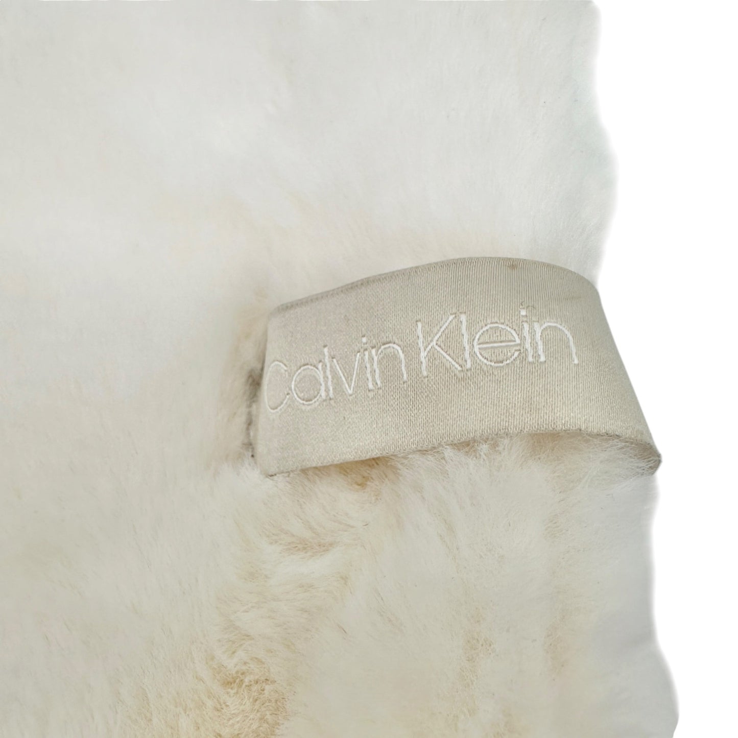 Calvin Klein Womens Faux Fur Infinity Scarf Soft Cream White Polyester 8” x 58”