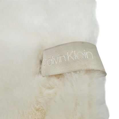Calvin Klein Womens Faux Fur Infinity Scarf Soft Cream White Polyester 8” x 58”