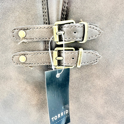 Torrid Moto Buckle Boots Womens Size 10WW Brown Wide Calf Zip Closure NWT