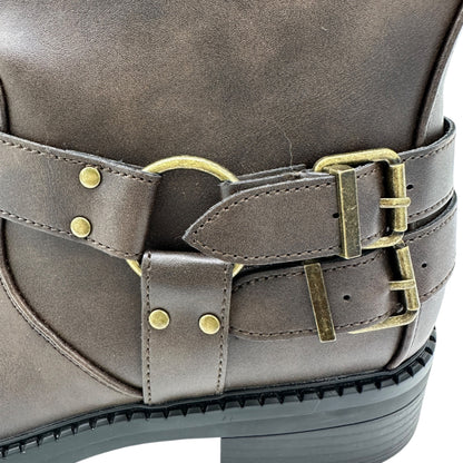 Torrid Moto Buckle Boots Womens Size 10WW Brown Wide Calf Zip Closure NWT