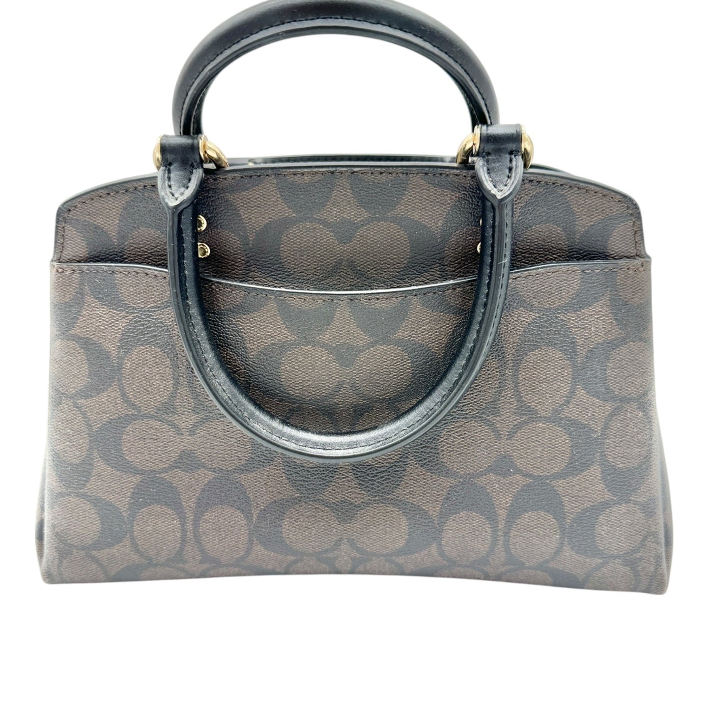 Coach Signature Mini Lillie Carryall Handbag With Crossbody Strap Brown Black
