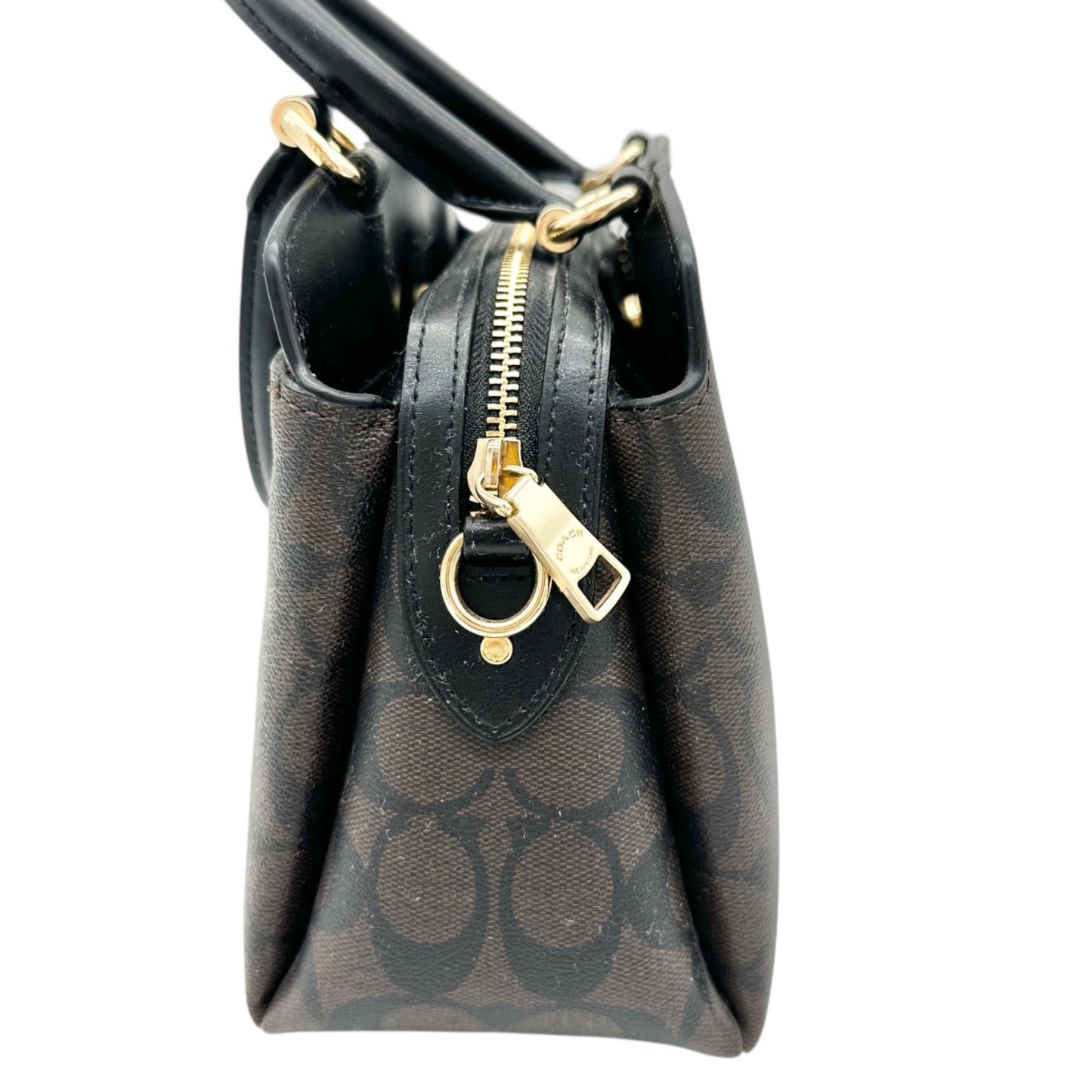 Coach Signature Mini Lillie Carryall Handbag With Crossbody Strap Brown Black