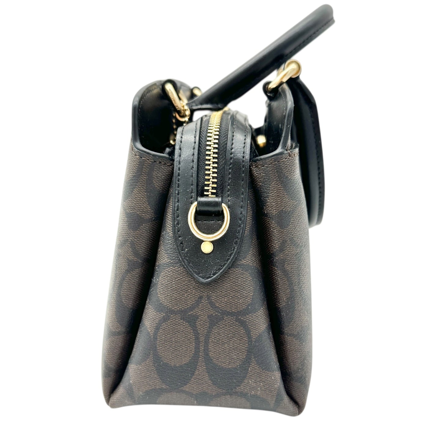 Coach Signature Mini Lillie Carryall Handbag With Crossbody Strap Brown Black