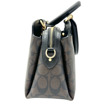 Coach Signature Mini Lillie Carryall Handbag With Crossbody Strap Brown Black