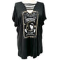 Torrid Size 3 Graphic Tee Womens 3X Le Cat Nine Lives Goth Strappy Keyhole Neck
