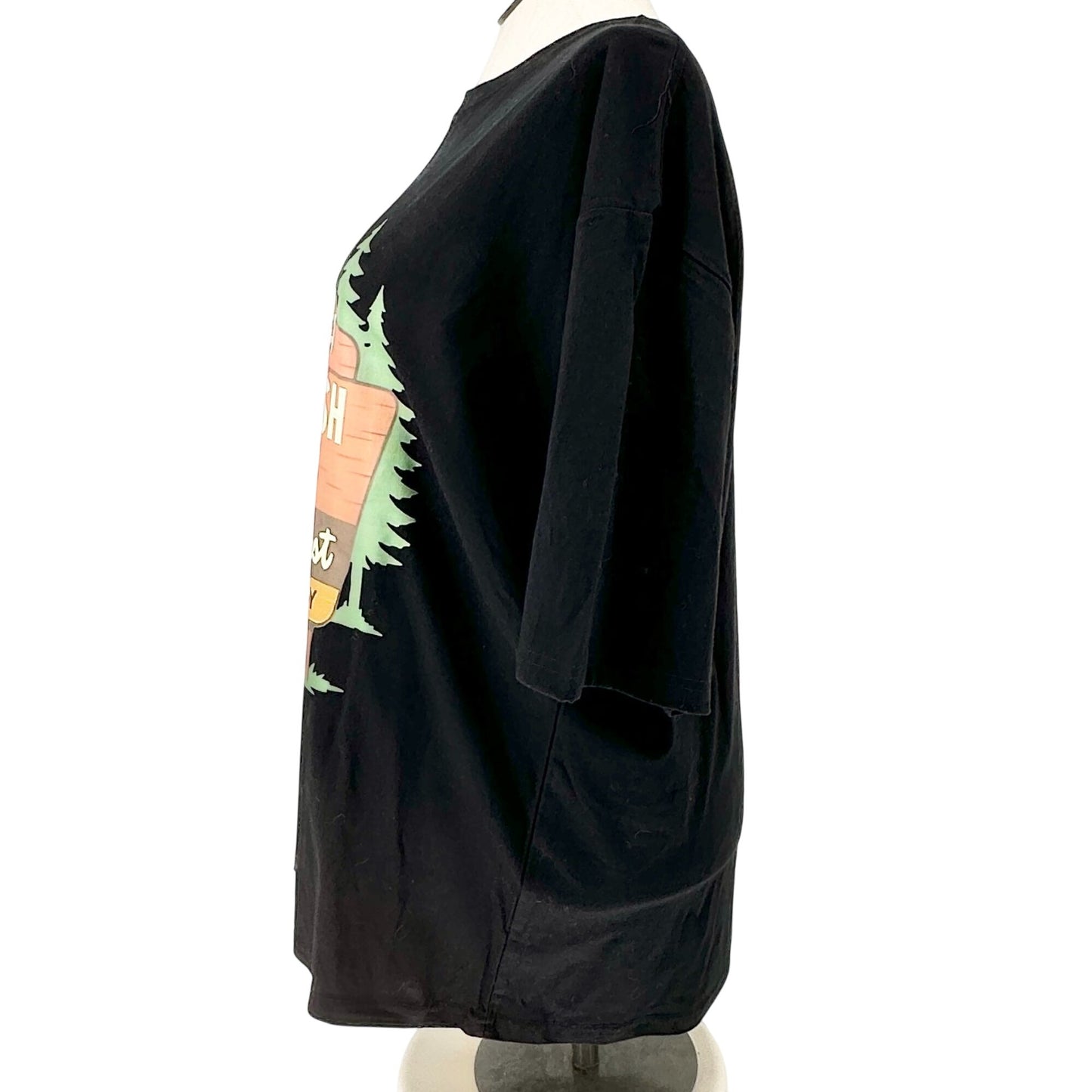 Welcome To Wishabish Woods National Forest Tee 2XL Black Cotton Graphic Shirt