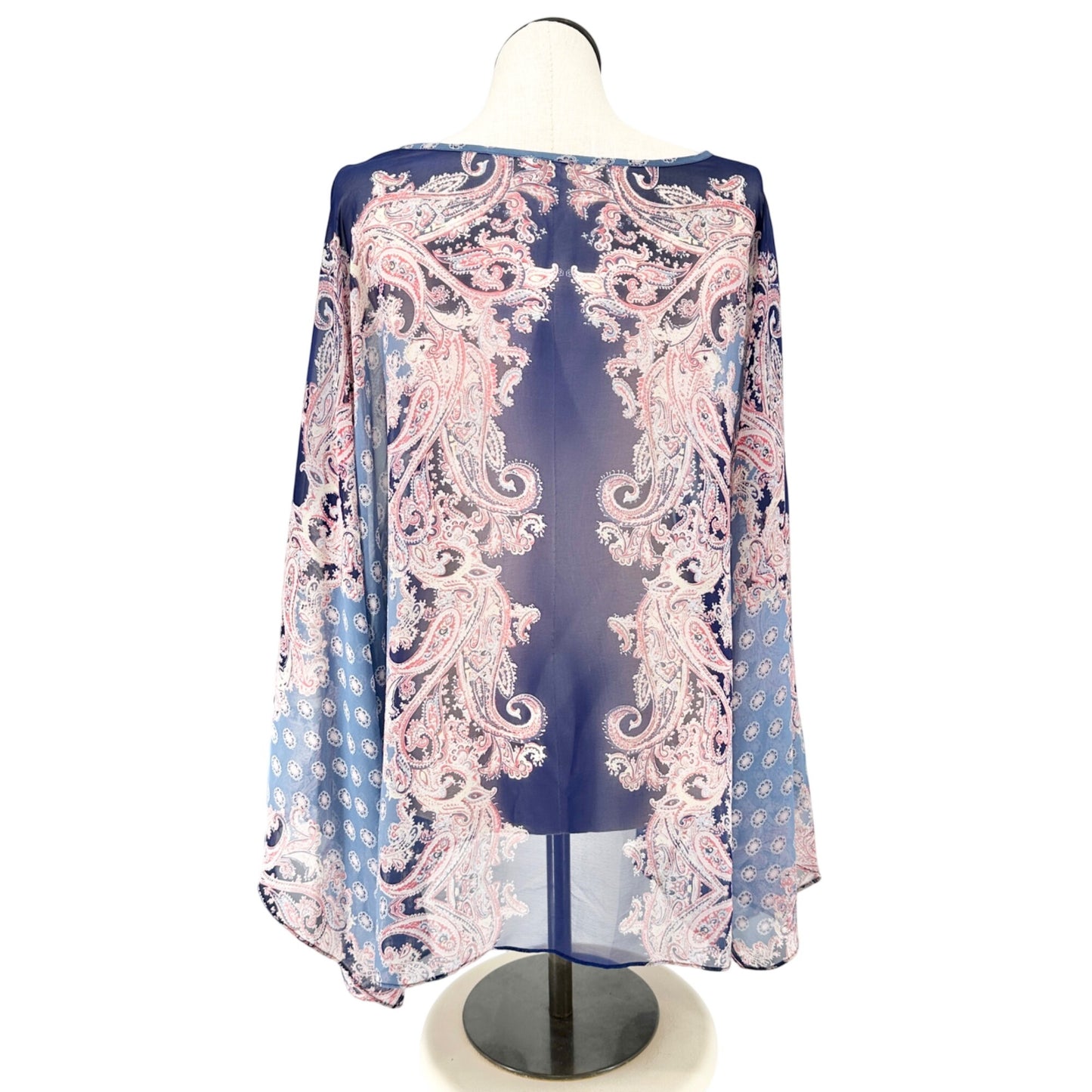 Cato Sheer Paisley Print Top 26/28W Boho Blue Pink Lightweight Polyester Flowy