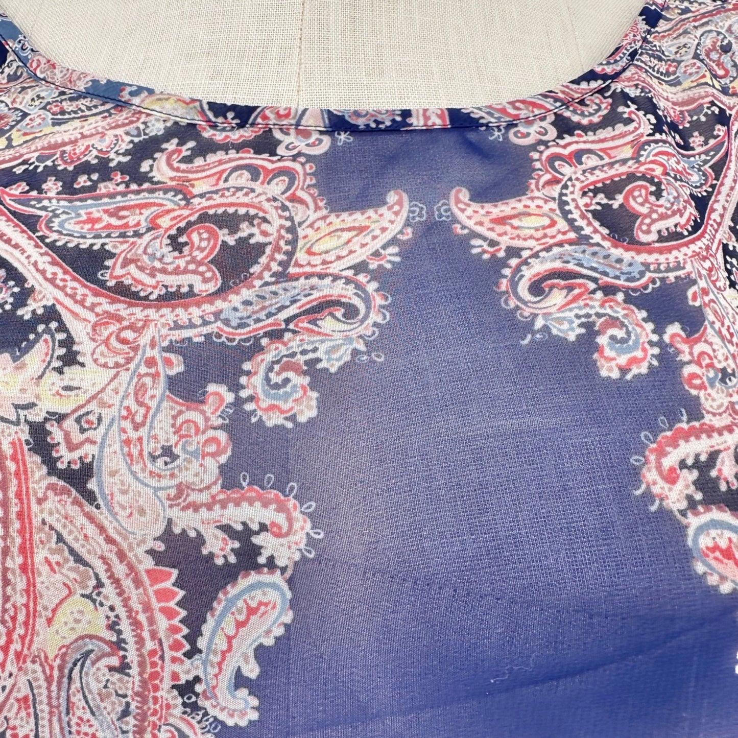 Cato Sheer Paisley Print Top 26/28W Boho Blue Pink Lightweight Polyester Flowy