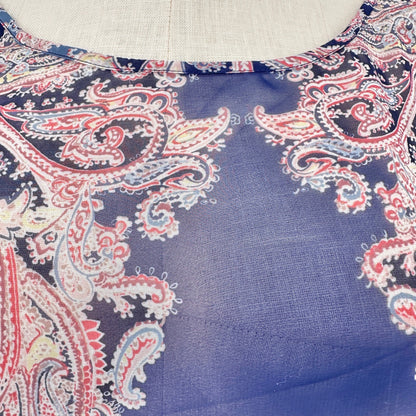 Cato Sheer Paisley Print Top 26/28W Boho Blue Pink Lightweight Polyester Flowy