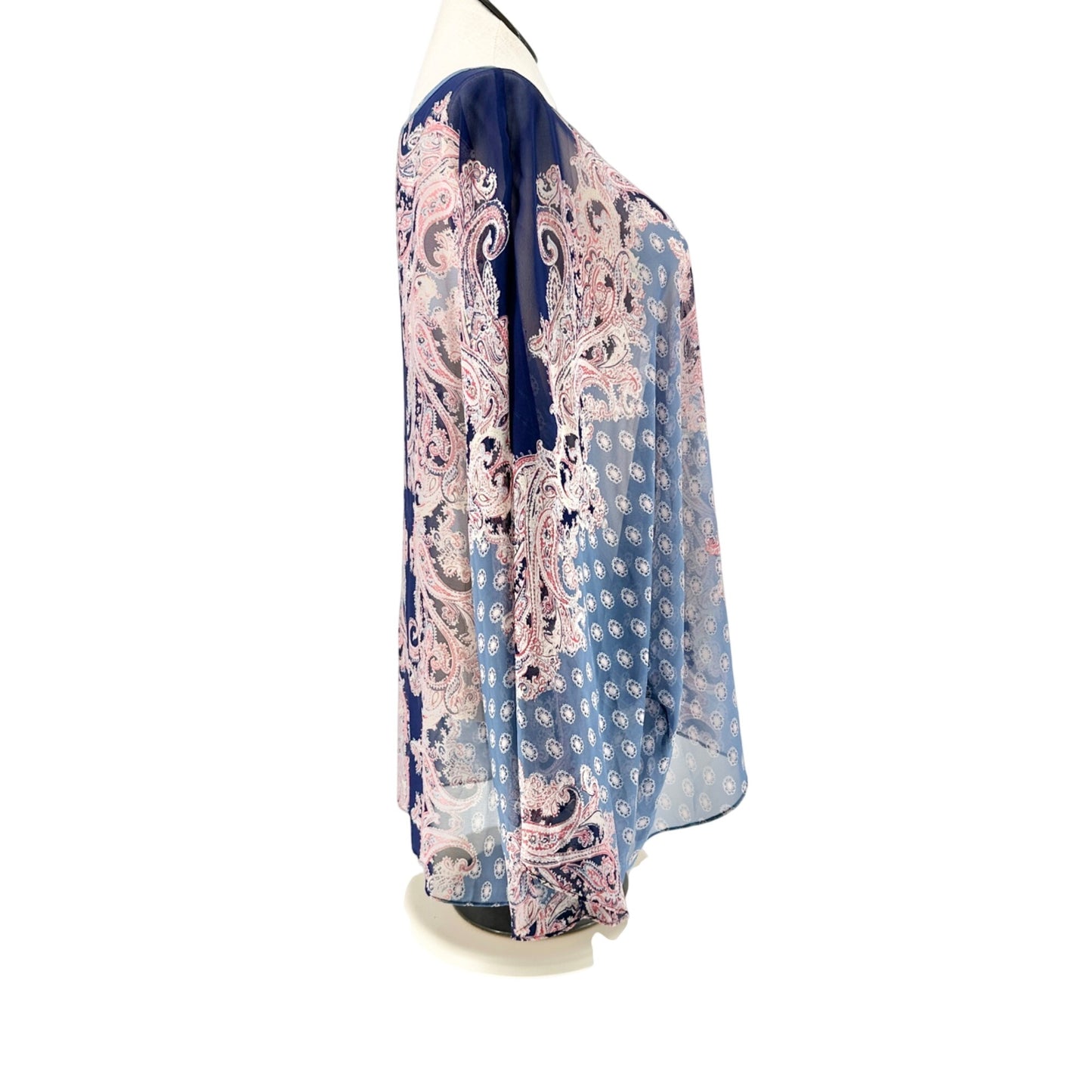 Cato Sheer Paisley Print Top 26/28W Boho Blue Pink Lightweight Polyester Flowy
