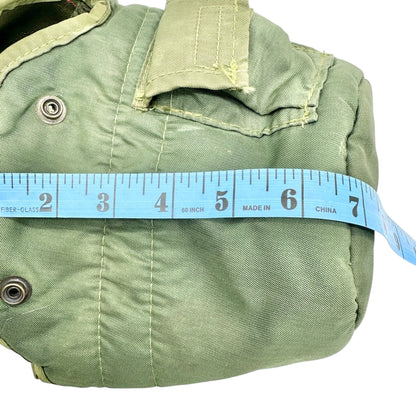 Vintage Military Style Canteen Cover Insulated Green Canvas Metal Clip Snap 1 qt