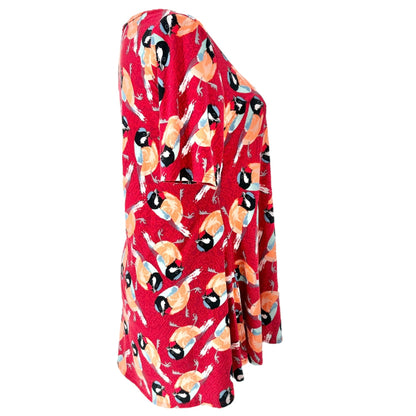 LuLaRoe Perfect Tee Top Womens M Red Bird Print Short Sleeve Casual Stretchy