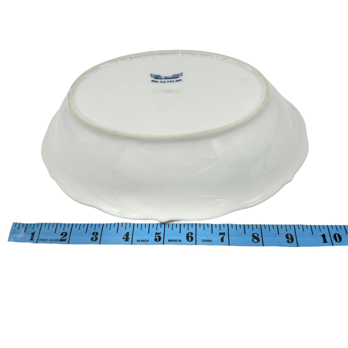 Blue Danube Oval Serving Bowl Floral Pattern Porcelain Scalloped Edge White Blue