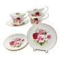 Royale Garden Bone China Teacup and Saucer Set Pink Rose Design 3 cups 4 saucers