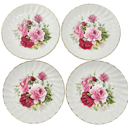 Royale Garden Bone China Teacup and Saucer Set Pink Rose Design 3 cups 4 saucers