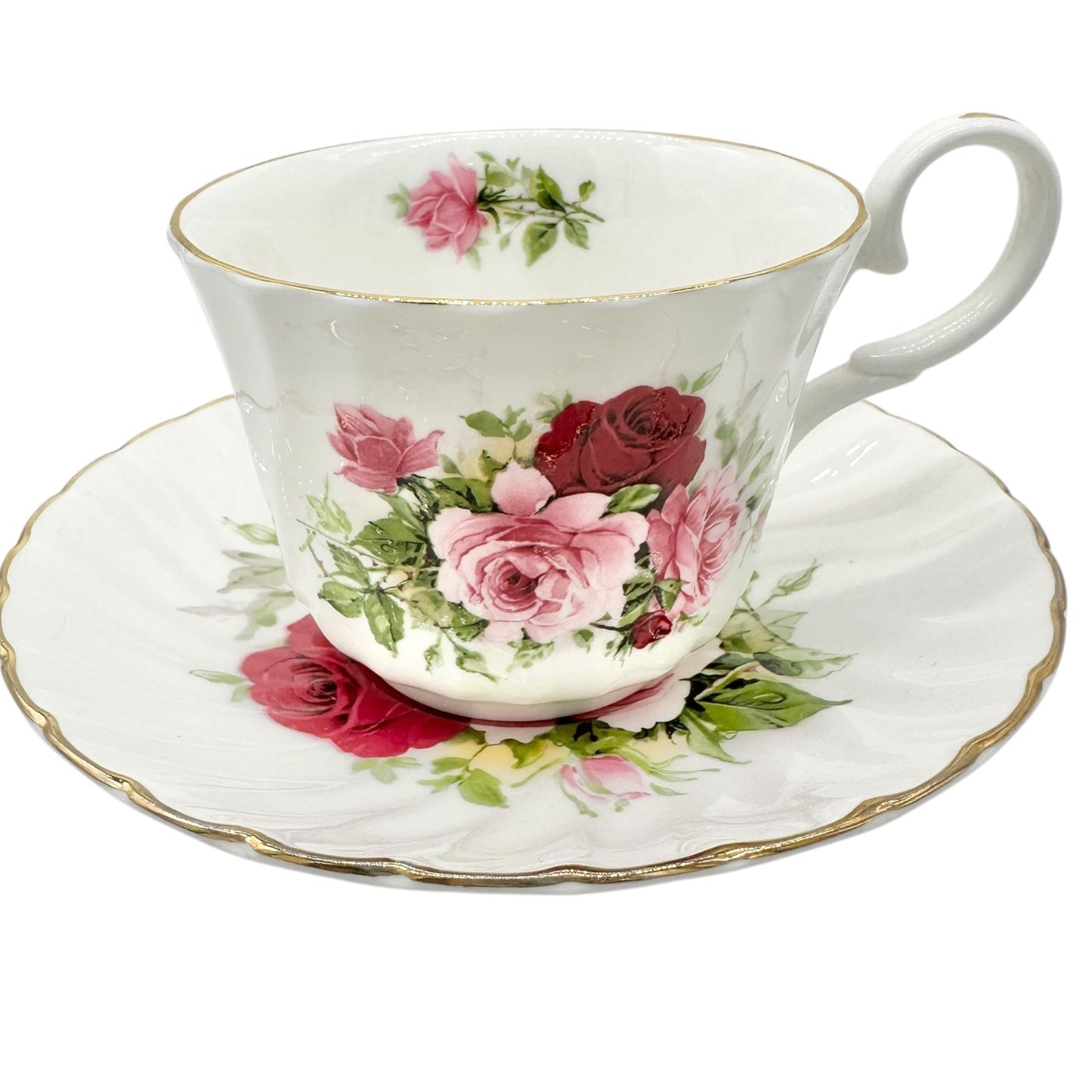 Royale Garden Bone China Teacup and Saucer Set Pink Rose Design 3 cups 4 saucers