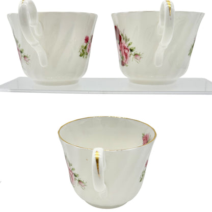 Royale Garden Bone China Teacup and Saucer Set Pink Rose Design 3 cups 4 saucers