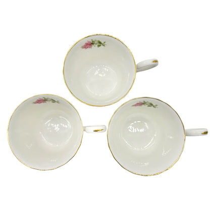 Royale Garden Bone China Teacup and Saucer Set Pink Rose Design 3 cups 4 saucers