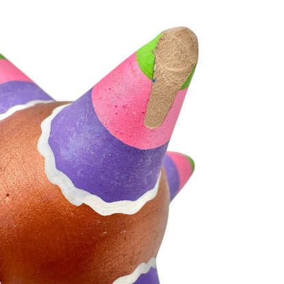 Playa del Carmen Mexican Clay Star Pinata Ornaments Set Of 3 Multicolor 3.5" Dia