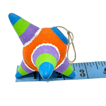 Playa del Carmen Mexican Clay Star Pinata Ornaments Set Of 3 Multicolor 3.5" Dia