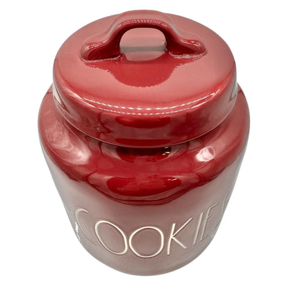 Rae Dunn Artisan Collection COOKIES Jar Burgundy Ceramic and Lid Dishwasher Safe