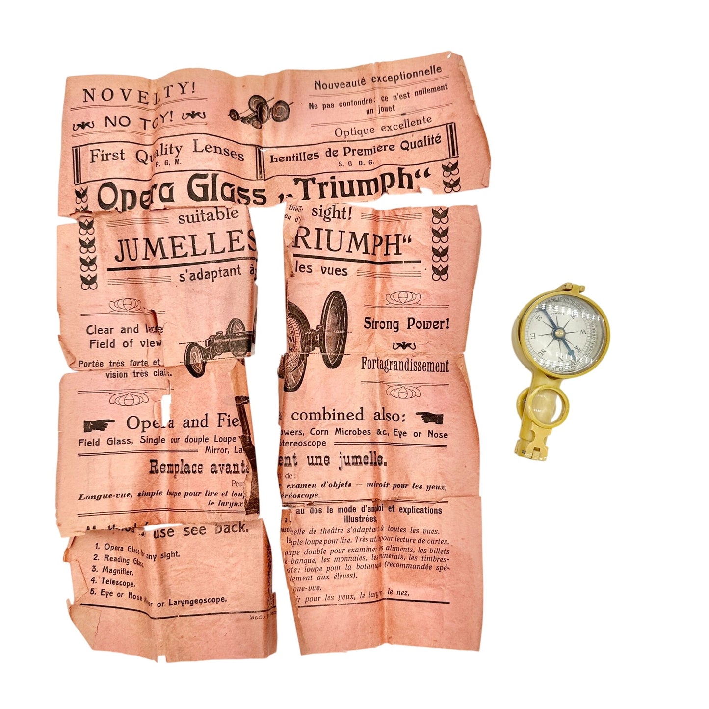 Vintage Opera Glasses Triumph Magnifying Lens Folding Design Original Packaging